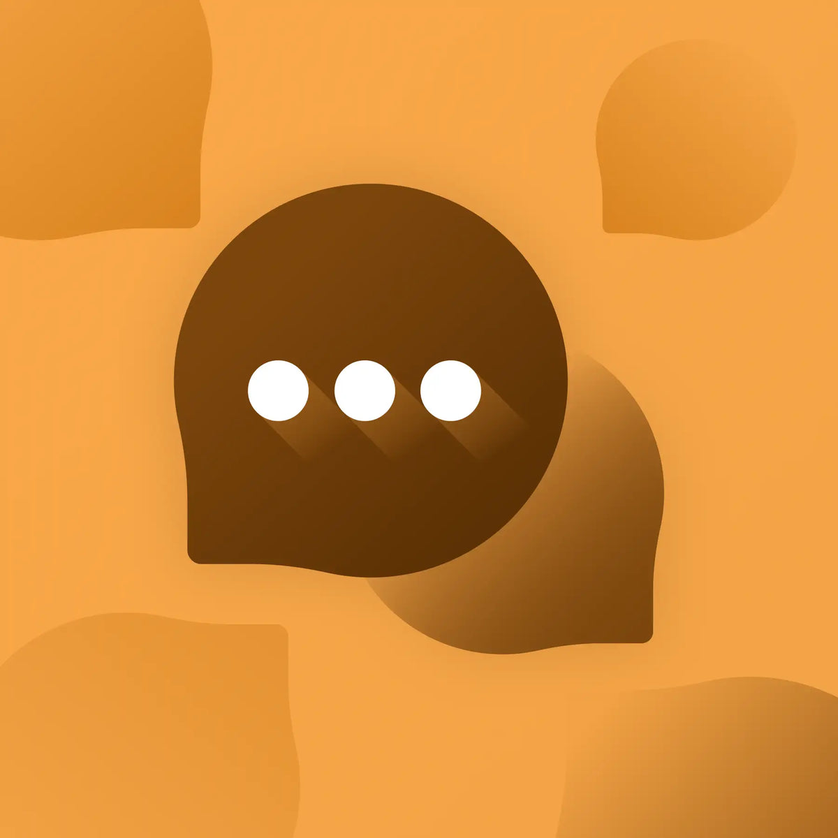 a yellow and brown graphic of message chat bubbles typing. A cover for our contact us page