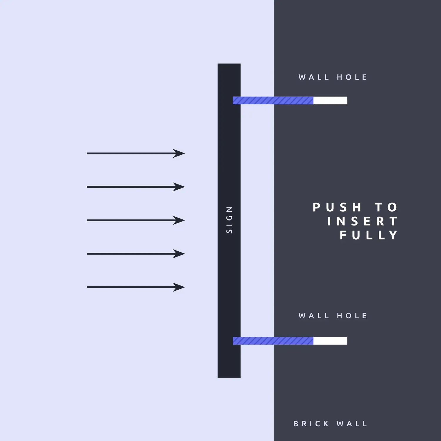 Step-by-step instructions for hidden fixings: showing a hand attaching a clip to the back of a panel, followed by securing the panel onto a wall mount, ensuring it is flush and securely fixed.