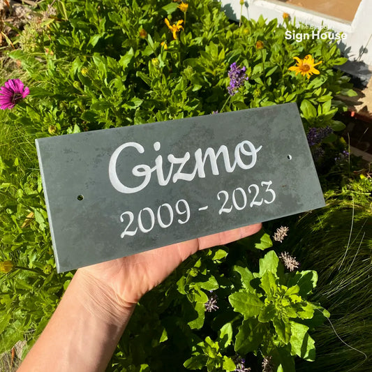 a slate pet memorial plaque for gardens