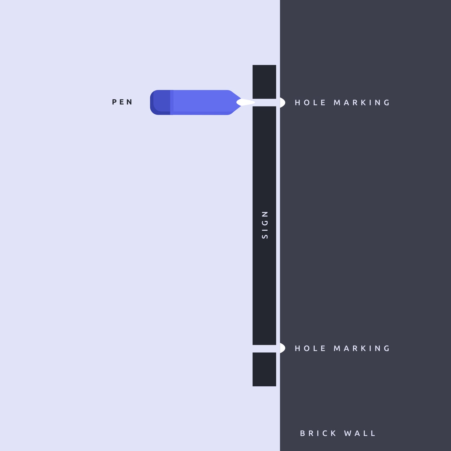 A step-by-step guide for installing a screw fixing: showing a hand holding a screw, aligning it with a hole in a panel, and using a screwdriver to fasten it securely.