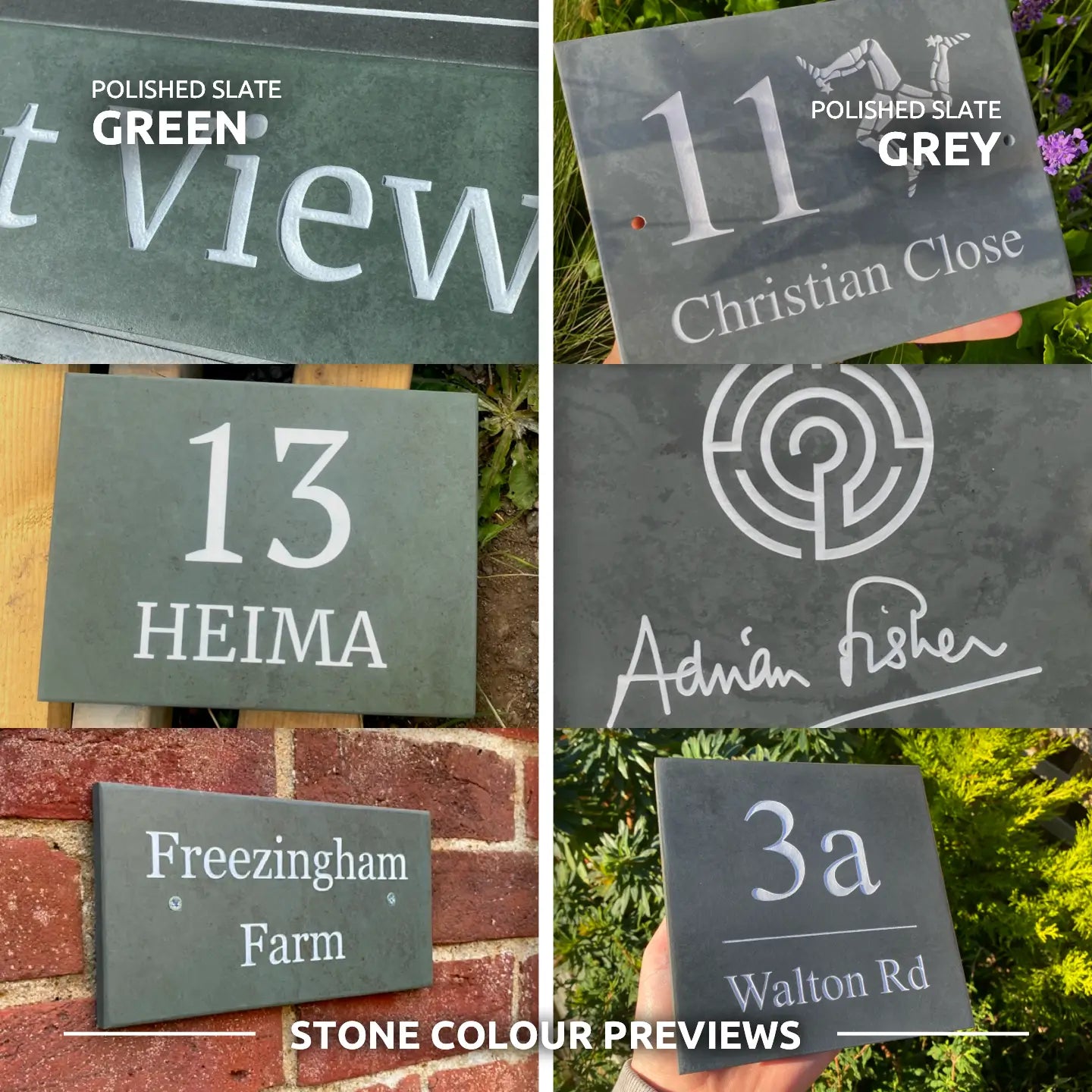 Wide Slate House Number Sign